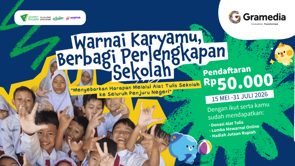 Gramedia Ajak Anak dan Keluarga Berbagi Melalui Lomba Mewarnai “Warnai Karyamu, Berbagi Perlengkapan Sekolah