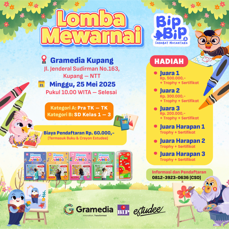 Lomba Mewarnai Bip Bip di Gramedia Kupang dan Gramedia Slamet Riyadi Solo