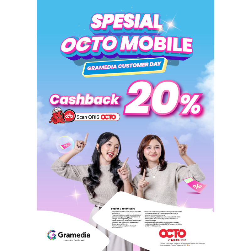 Gramedia Customer Day: Cashback 20% Buku Terbitan Gramedia Spesial OCTO Mobile